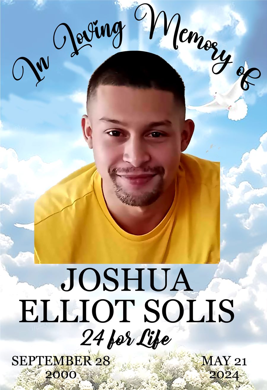 Custom memorial tribute design example — In Loving Memory of Joshua Elliot Solis